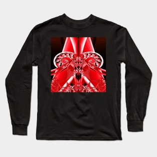 bright red and white on black Long Sleeve T-Shirt